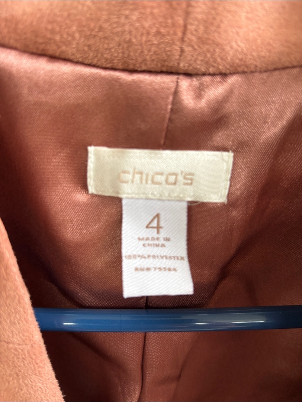 Chico's Faux Suede Open-Front Blazer Jacket in Dusty Rose sz XL - Picture 2 of 7